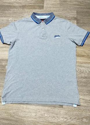 Чоловіча футболка поло superdry, розмір l, 100% бавовна.