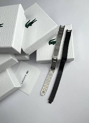 !новые! браслет lacoste, браслет лакоста серебряный и черный, унисекс