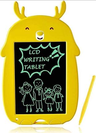 Дитячий графічний планшет для малювання animals writing tablet lcd зі стилусом жовтий