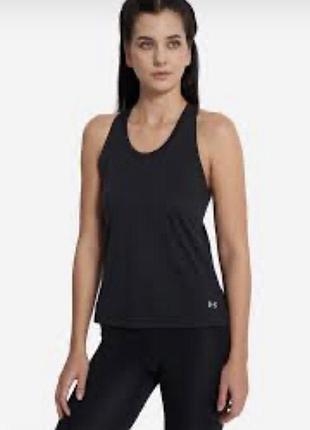 Черная спортивная майка under armour c сeтчатой структурой и светоотражающим логотипом xs-s