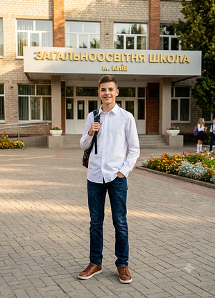 Классическая белая рубашка рубашка мальчишки на 16-17 г