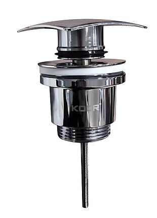 Донный клапан для раковины koer pw-13-01 1 1/4" универсальный (с/без перелива) сlick-сlack (колир хром) (kr6482)