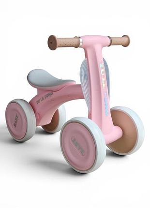 Дитячий толокар baby wings рожевий, з музикою та підсвіткою, широкими колесами, каталка для дітей від 1 року