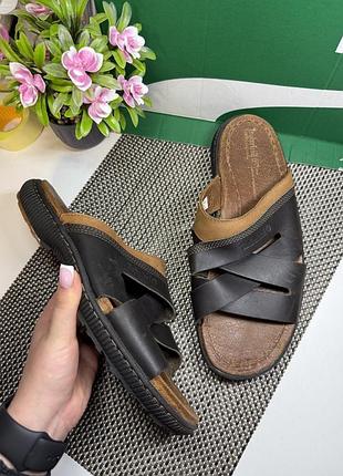 Оригінальні шкіряні шльопанці timberland vibram