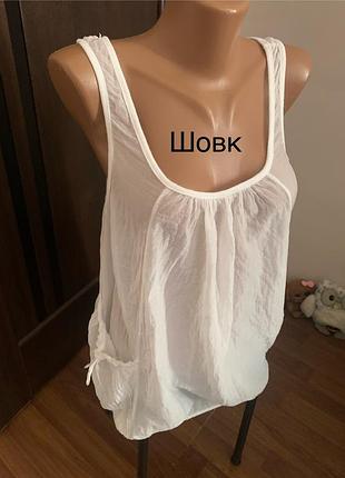 Біла тоненька блузка майка з кишенями. бавовна, шовк. m