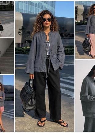 Трендовая льняная куртка, рубашка zara в азиатском стиле. хит сезона
