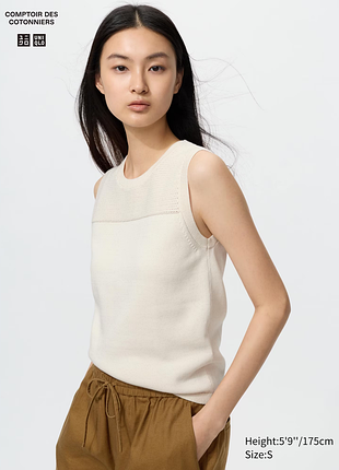 Хлопковый вязаный топ без рукавов uniqlo и comptoir des cotonniers
