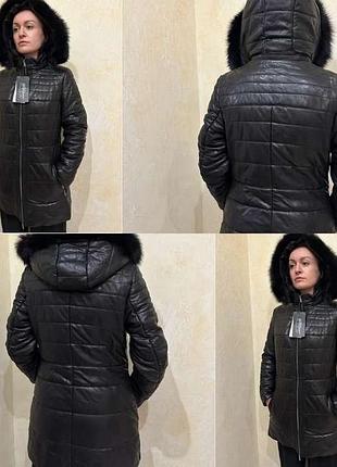 Шкіряний пуховик натуральний м, л, хл