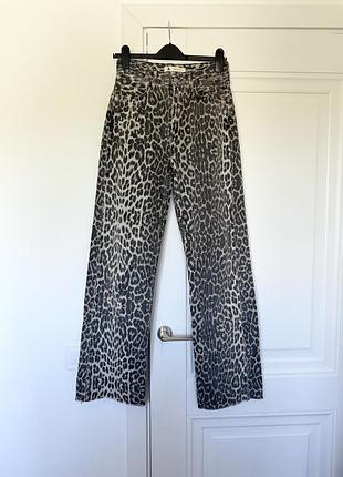 Жіночі леопардові джинси s-м широкі wide leg