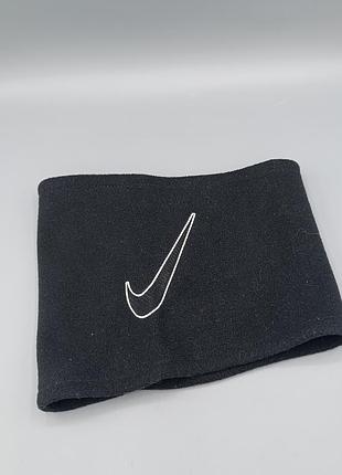 Чорний флісовий баф-горловик nike fleece neckwarmer 2.0 з вишитим білим логотипом