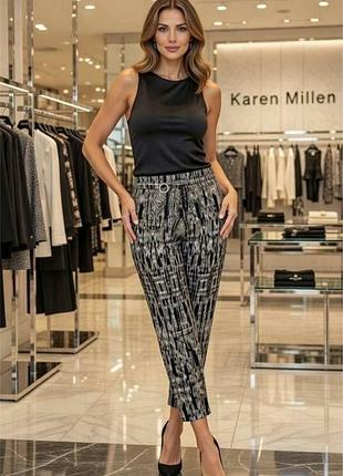 Атласні штани karen millen брюки в абстрактний принт