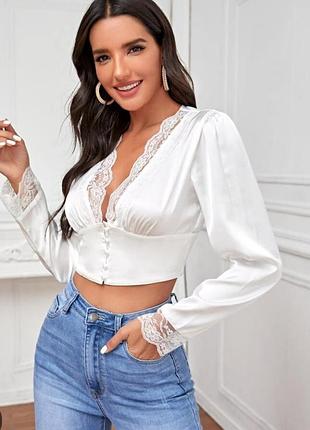 Винтажный укороченный топ блузка от shein