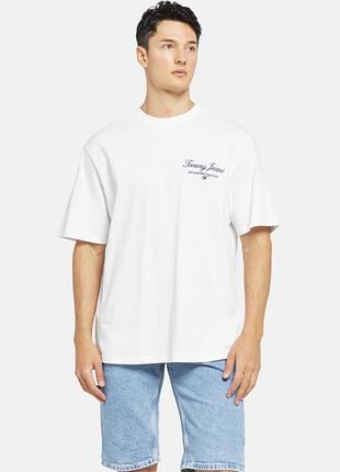 Біла футболка tommy jeans з логотипом брендова базова футболка томми хілфігер