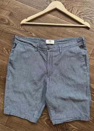 Льняні шорти від marks & spencer linen rich striped shorts ✨  легкі та стильні чоловічі шорти у дрібну вертикальну смужку відомого британського m&s