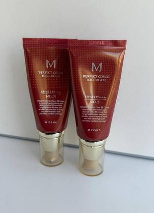 Bb-крем с идеальным покрытием missha perfect cover bb cream ex spf42/pa+++ moisturized complexion 21 light beige
