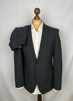 Hugo boss 100% wool plaid slim-fit suit приталений костюм-двійка хуго босс вовна