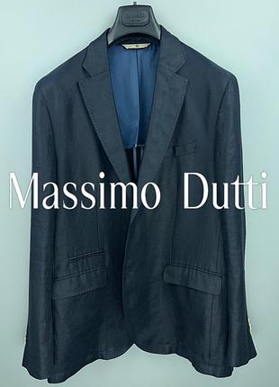 Massimo dutti чоловічій піджак льняний extrafine linen темно-синій блейзер льон розмір xl
