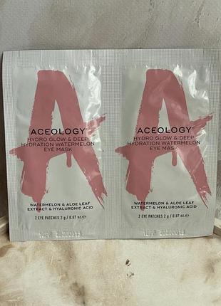 Маски для очей aceology hydro glow & deep hydration watermelon eye mask