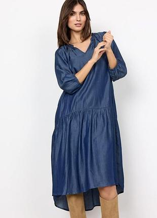 Джинсовое с воланом по низу платье 👗