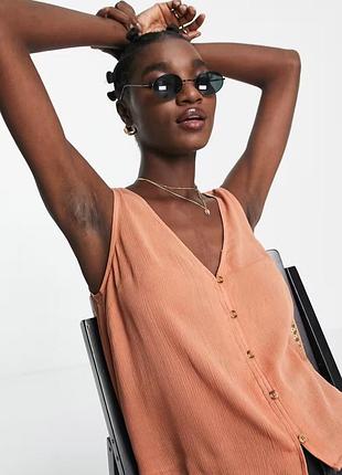 ☀️  легкий віскозний топ asos design на ґудзиках — розмір l/xl