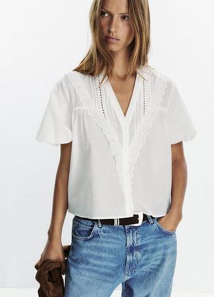 Новая блуза белая с рукавами-буфами zara xs-s