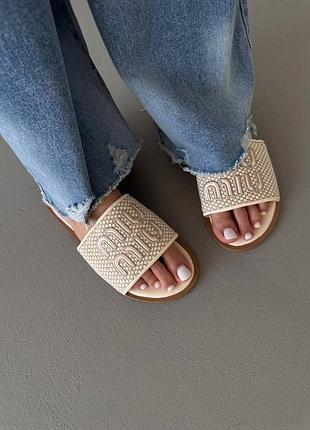 👟 шлепанцы miu miu light cream / наложка bs👟