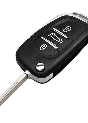 Выкидной ключ, корпус под чип, 3кн, peugeot, ниша ce0523, hu83, new