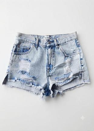Джинсові короткі рвані шорти pull and bear