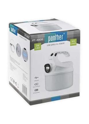 Акумуляторний кемпінговий ліхтар panther pt-8806, 6000 mah з usb