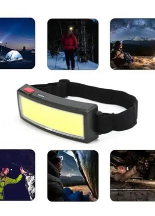 Світлодіодний налобний ліхтарик bl tm-g14 cob + usb charge 8130