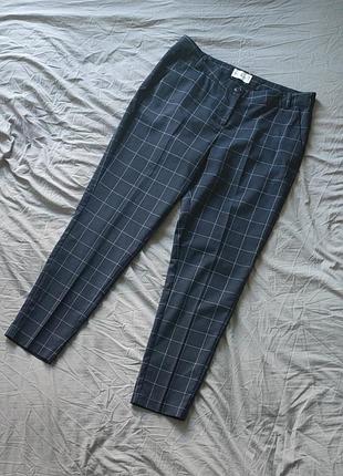 Стилні класичні жіночі брюки bien bleu в клітинку картаті mango сині reserved франція zara