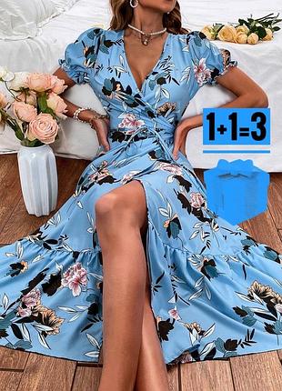 Міді сукня на запах в квітковий принт shein l