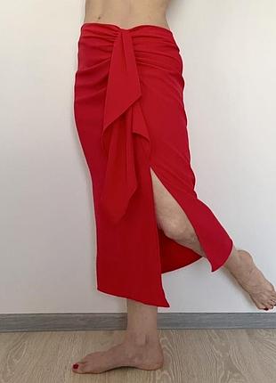 Zara жіноча нова ексклюзивна червона спідниця
