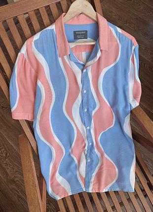 Primark wavy printed short-sleeve shirt ✨ яскрава та стильна чоловіча літня сорочка з коротким рукавом від бренду primark