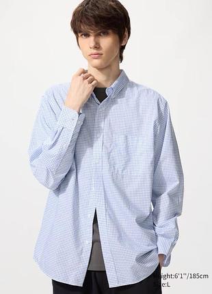 Сорочка uniqlo в клітинку broadcloth shirt | button down | checked