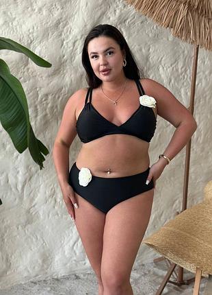 Купальник великих розмірі plus size роздільний з оздобленням