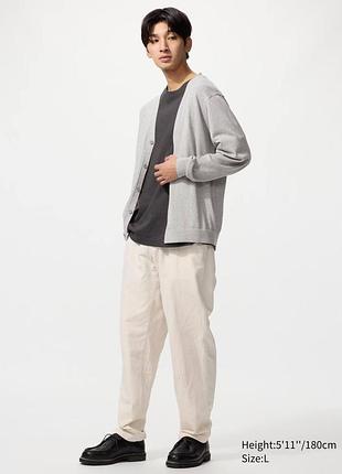 Брюки uniqlo світлі linen blend relaxed trousers