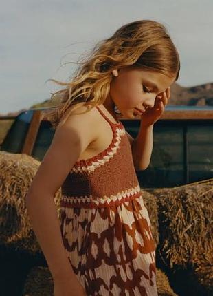 Стильный детский сарафан платье кроше zara