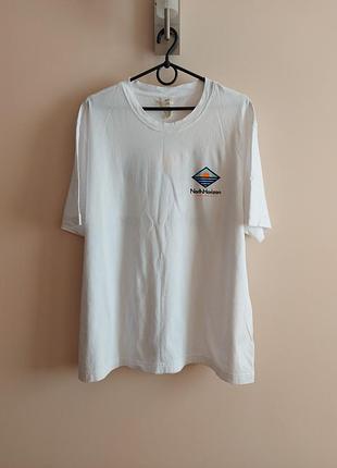 Чоловіча біла футболка h&m, р. xxl, біла футболка з принтом