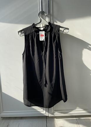 Блуза блузка h&m m l чорна літо літня класична черная лето летняя
