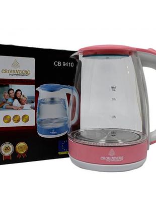 Электрический стеклянный чайник crownberg cb 9410