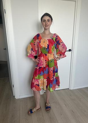 🌸 яскрава літня сукня з шифону | розмір l | 499 грн