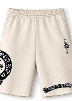 Оверсайз шорты chrome hearts молочные