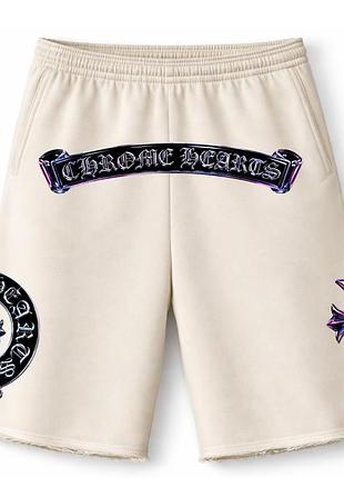 Оверсайз шорты chrome hearts молочные