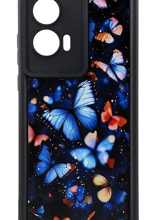 Чехол shock case print для motorola edge 50 fusion бампер силиконовый черный бабочки