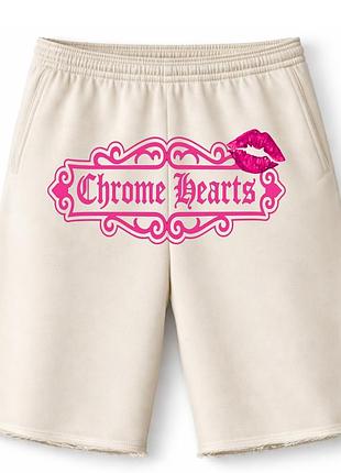 Оверсайз шорты chrome hearts молочные