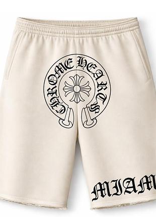 Оверсайз шорты chrome hearts молочные