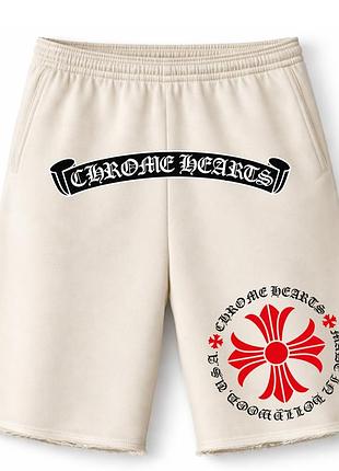 Оверсайз шорты chrome hearts молочные