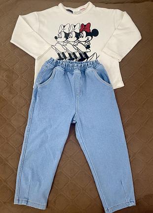 Комплект zara 98 ( реглан і джинси) дівчинці