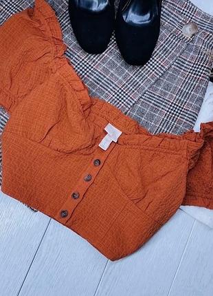 Літній топ h&m s короткий топ теракотовий топ на ґудзиках